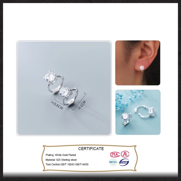 925 Sterling Silver Dazzling CZ Cuff Earrings - Picture 7 of 9